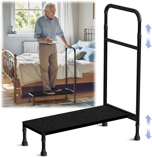 30.5' Long Bedside Step Stool with Handle for Elderly Seniors Adults, Bed Step with Adjustable Height