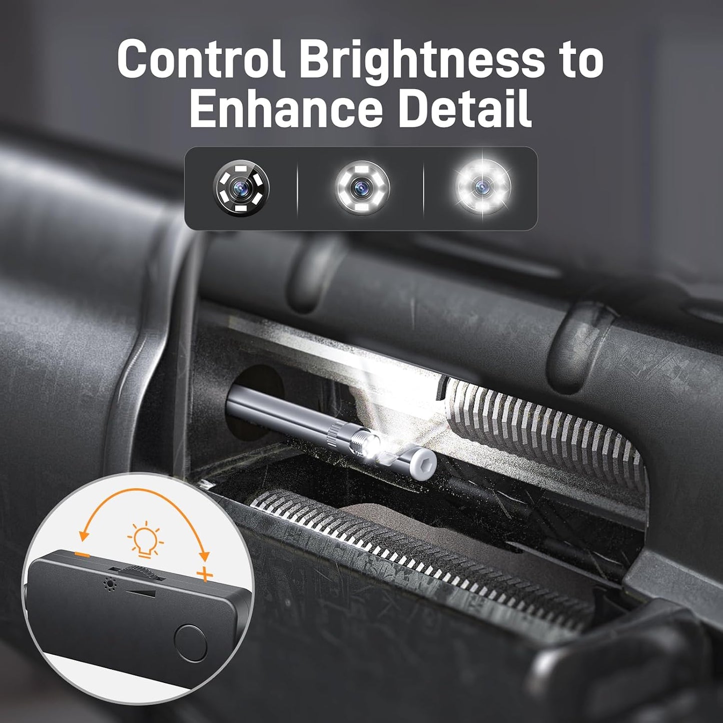 Rifle Borescope for Phone, PC, USB C; Cleaning Camera w/ Lights/Mirror Set, .22-.50cal