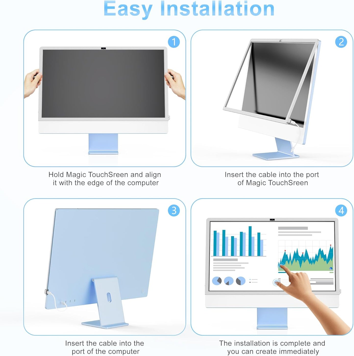 Touch Monitor Frame with Stylus Pen for iMac M1/M3/M4, USB C Charging