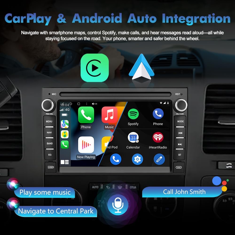 Android 13 Car Stereo Radio for GMC Sierra Yukon Chevy Silverado Tahoe, 7-Inch HD Touchscreen 2GB+64GB