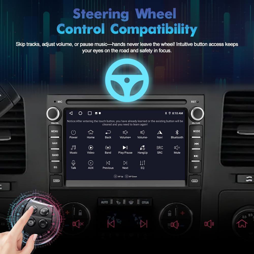 Android 13 Car Stereo Radio for GMC Sierra Yukon Chevy Silverado Tahoe, 7-Inch HD Touchscreen 2GB+64GB