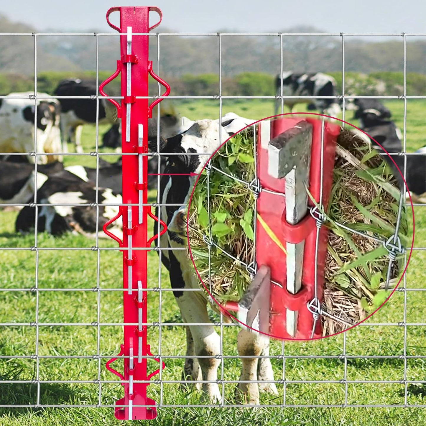 4ft High-Strength Carbon Steel Woven Wire Fence Stretcher Bar with 5 Wedges, Farm Ranch Tool