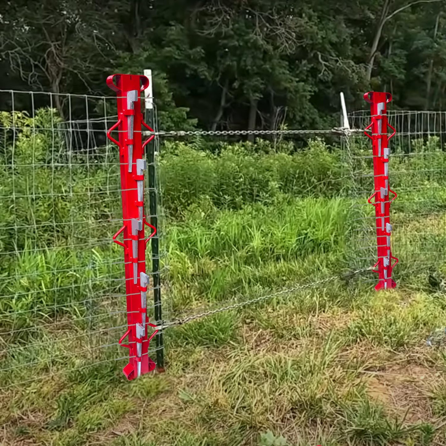 4ft High-Strength Carbon Steel Woven Wire Fence Stretcher Bar with 5 Wedges, Farm Ranch Tool