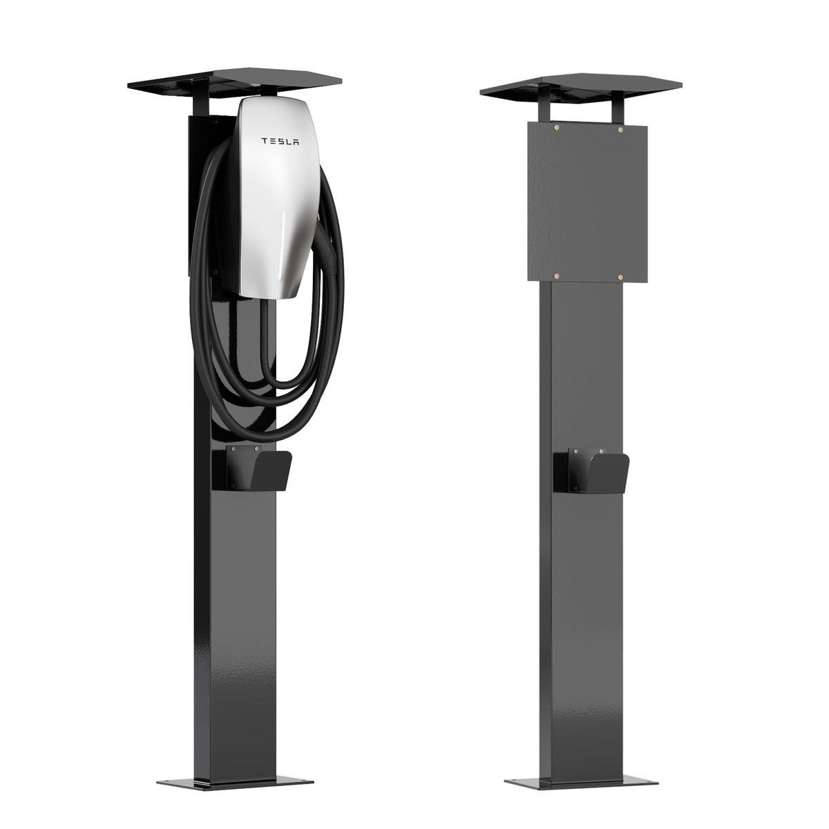 EV Charger Pedestal, Outdoor Electric Vehicle Charger Stand, Freestanding Charging Station Stand Accessory, Corrosion Resistant, Galvanized Steel, for All Level 2 Chargers