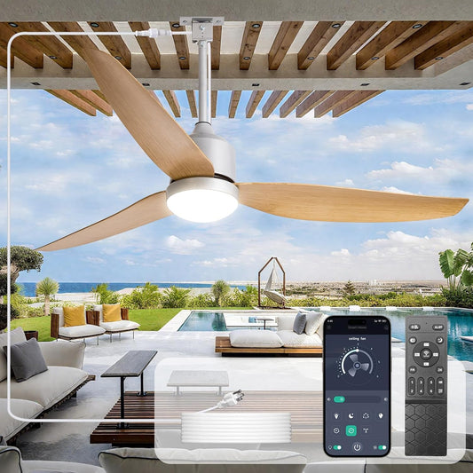 52-Inch Ceiling Fans with Lights, Outdoor, Waterproof ,for Patios, Gazebo, Plug-in with Remote Control