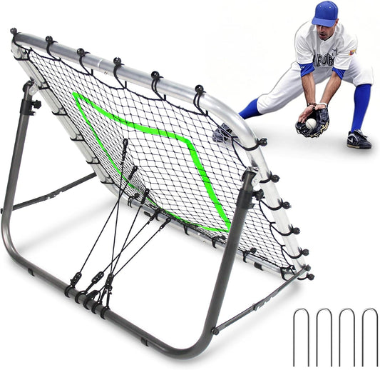 Baseball Rebounder Net, 3'x3', Portable, Lightweight, Sturdy Heavy Duty with Random Rebound Training