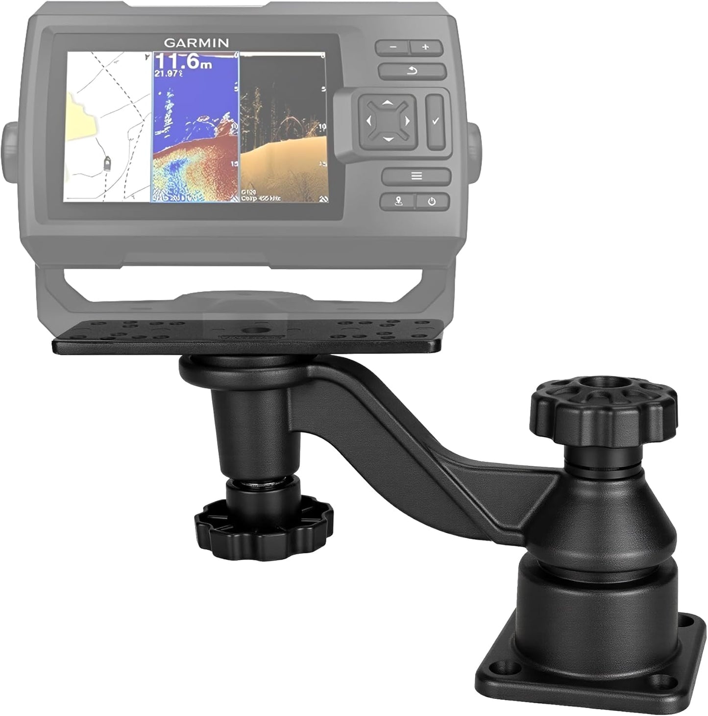 Heavy Duty Fish Finder Mount with Swing Arm, All Aluminum Marine Electronic Mount for Boats and Kayak