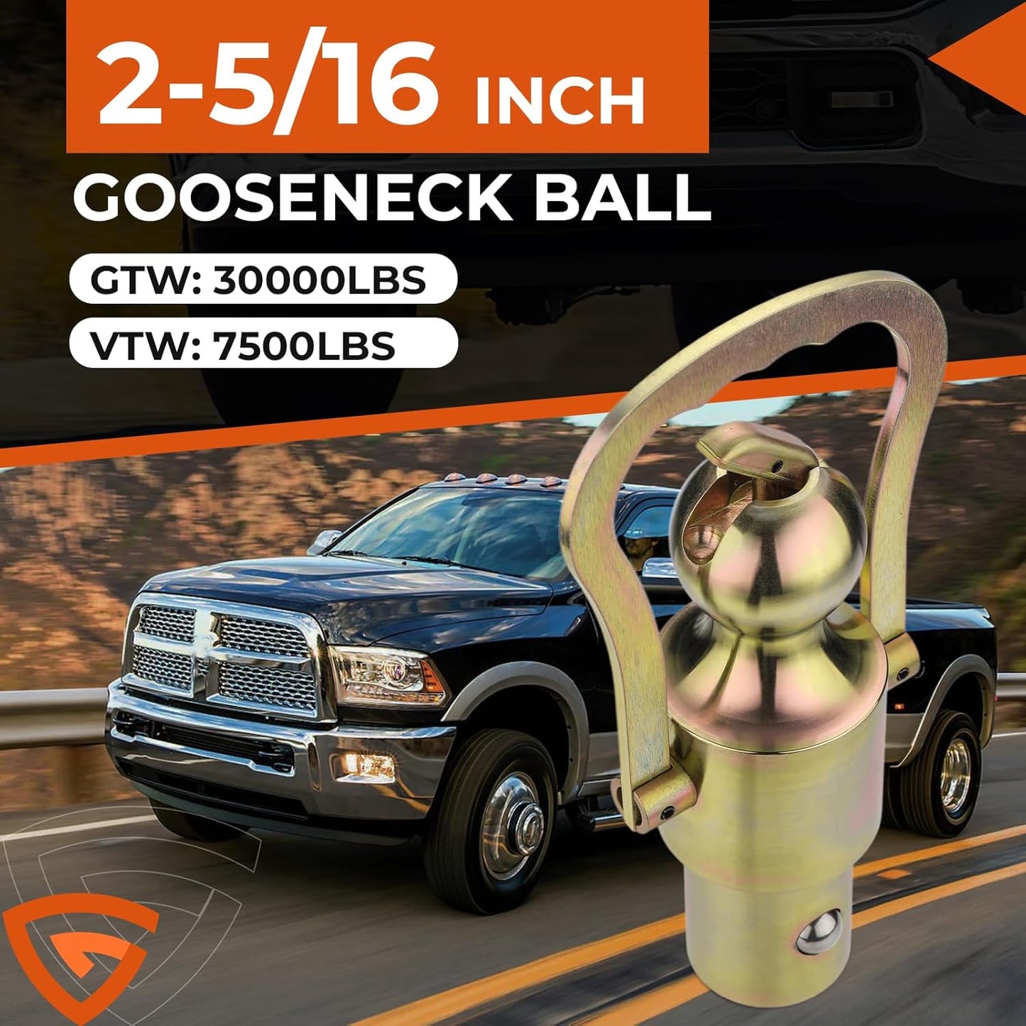 Puck System Gooseneck Hitch Ball Kit Compatible with Dodge RAM 2500/3500 Trucks, 30,000lbs