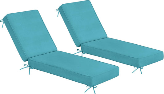 Outdoor Chaise Lounge Cushion Set of 2, Water-Resistant   72'x21'x4' Patio Lounge Chair Cushion