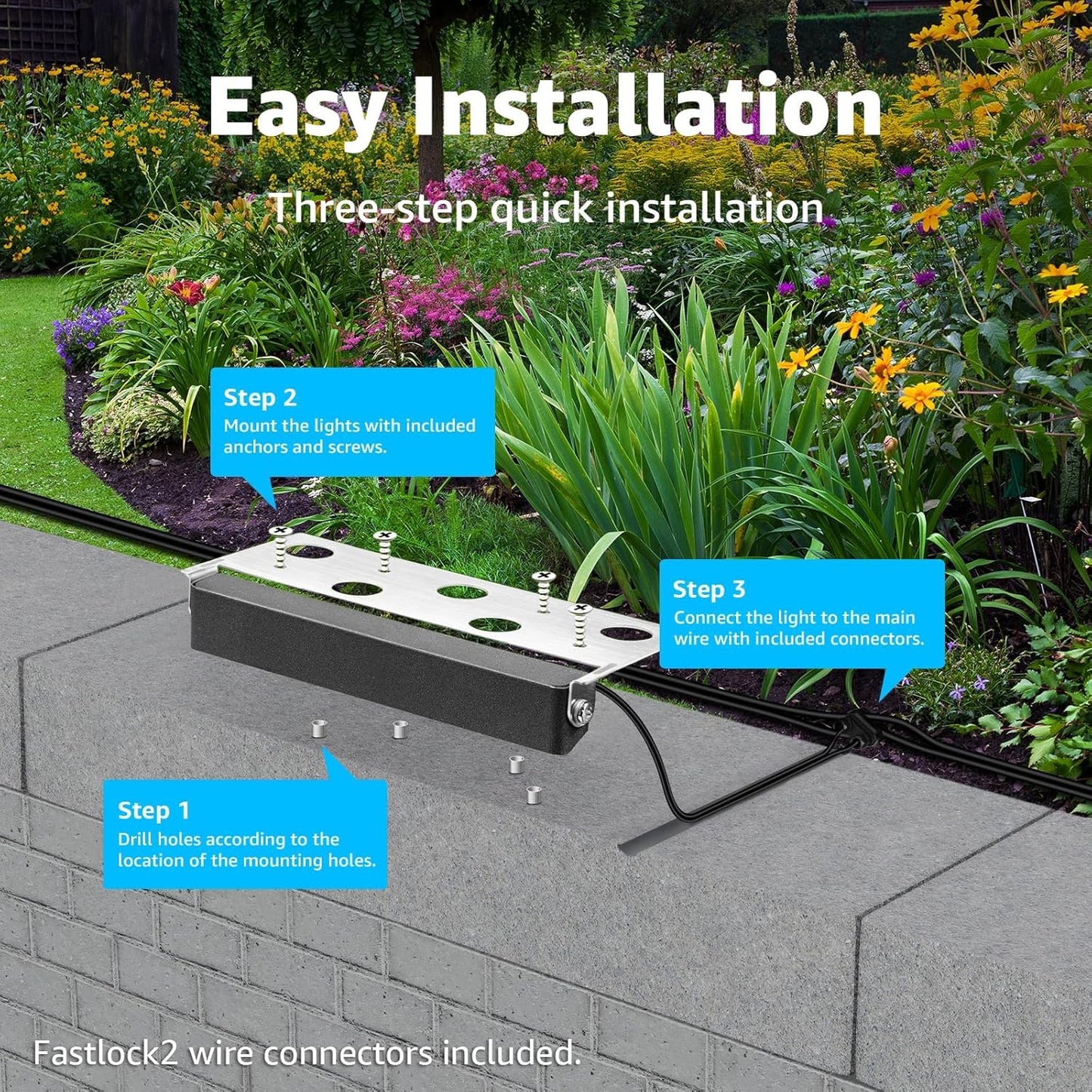 Hardscape Lighting, 7 Inch 5W LED 5000K Daylight, Retaining Wall Lights, 12-24V AC/DC, Waterproof