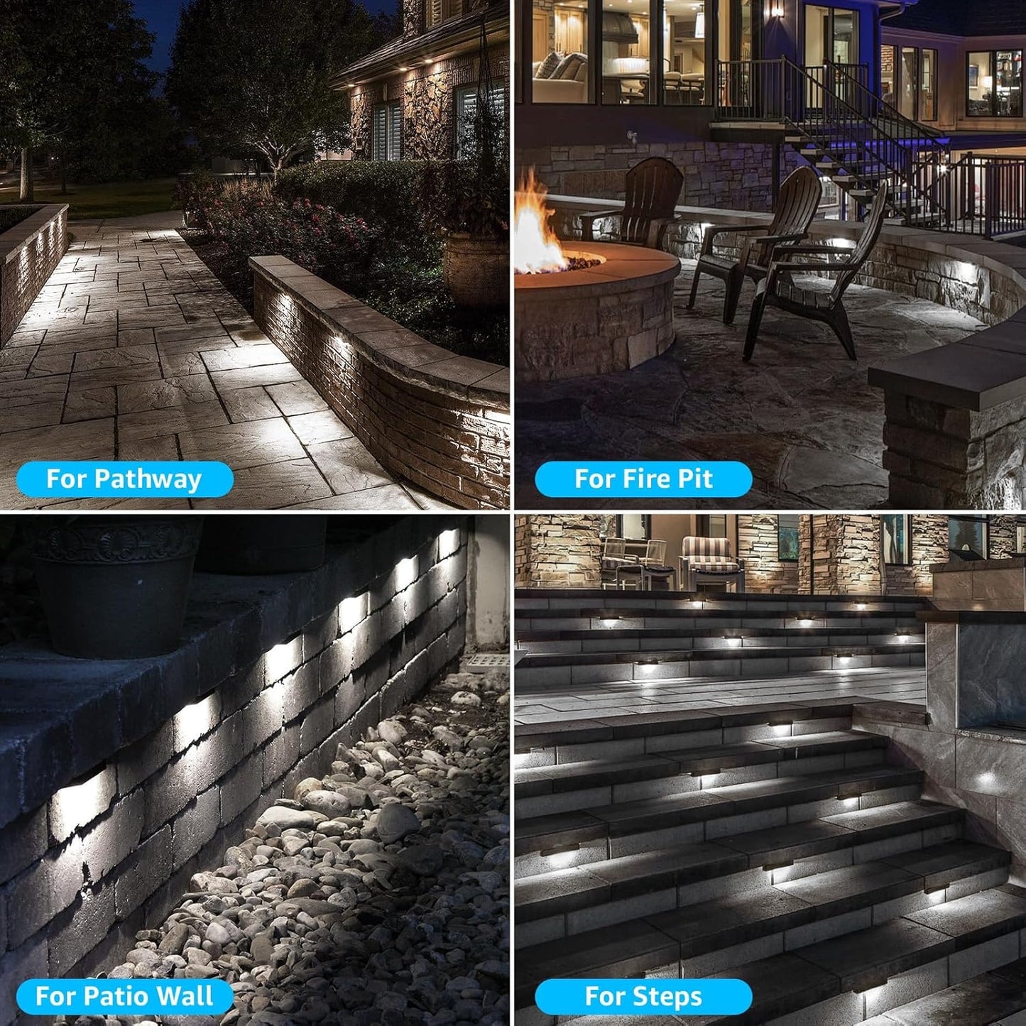 Hardscape Lighting, 7 Inch 5W LED 5000K Daylight, Retaining Wall Lights, 12-24V AC/DC, Waterproof