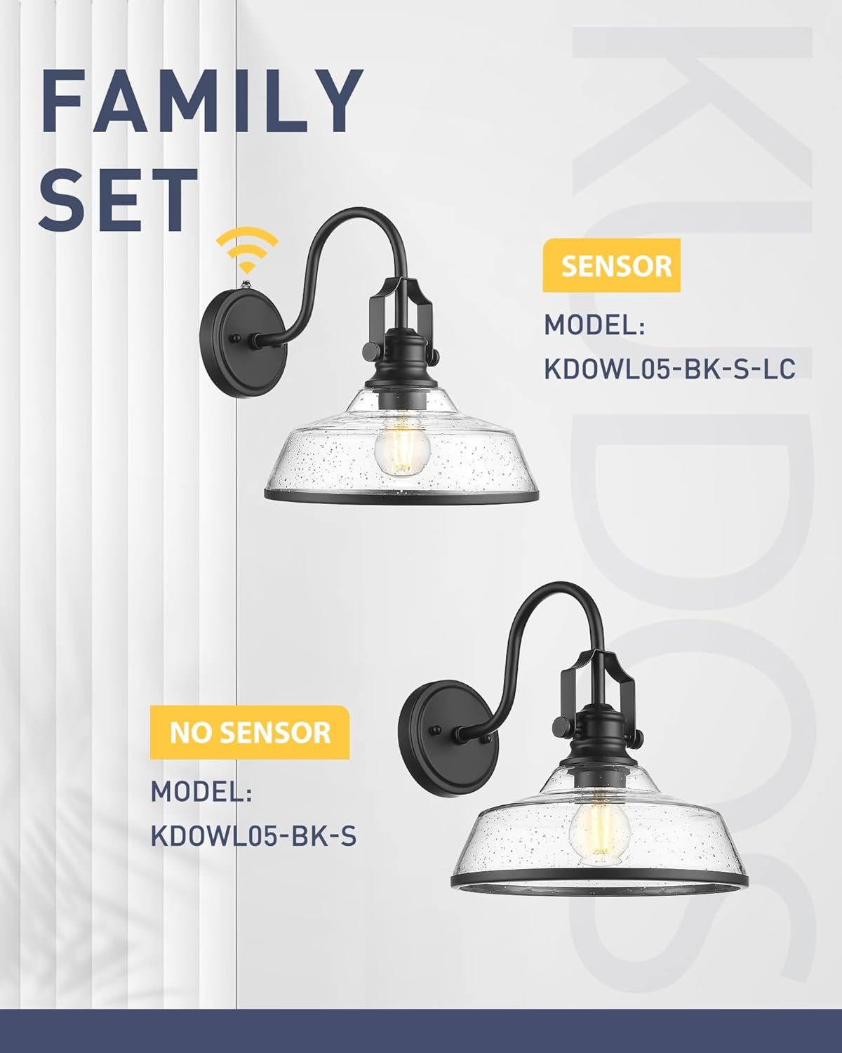 2-Pack Outdoor Wall Sconce Lights with E26 Bulb Socket and 11' Bubble Glass Lampshade