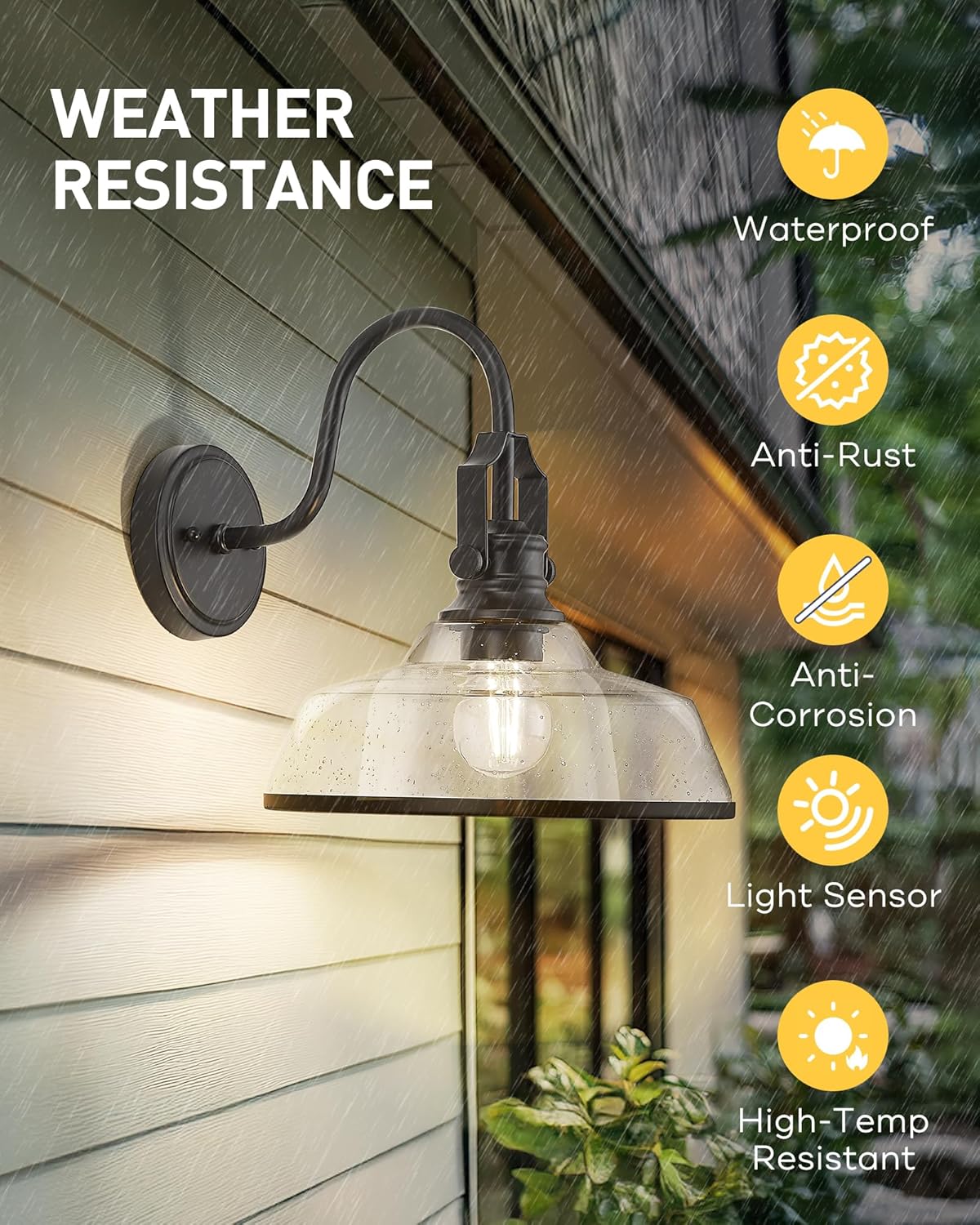 2-Pack Outdoor Wall Sconce Lights with E26 Bulb Socket and 11' Bubble Glass Lampshade