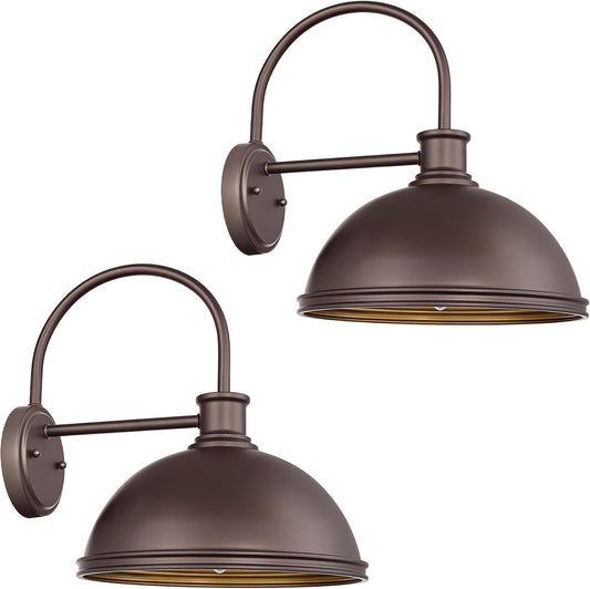 Gooseneck Outdoor Light Fixtures, 2-Pack Farmhouse Barn Lights, Industrial Exterior Wall Sconce