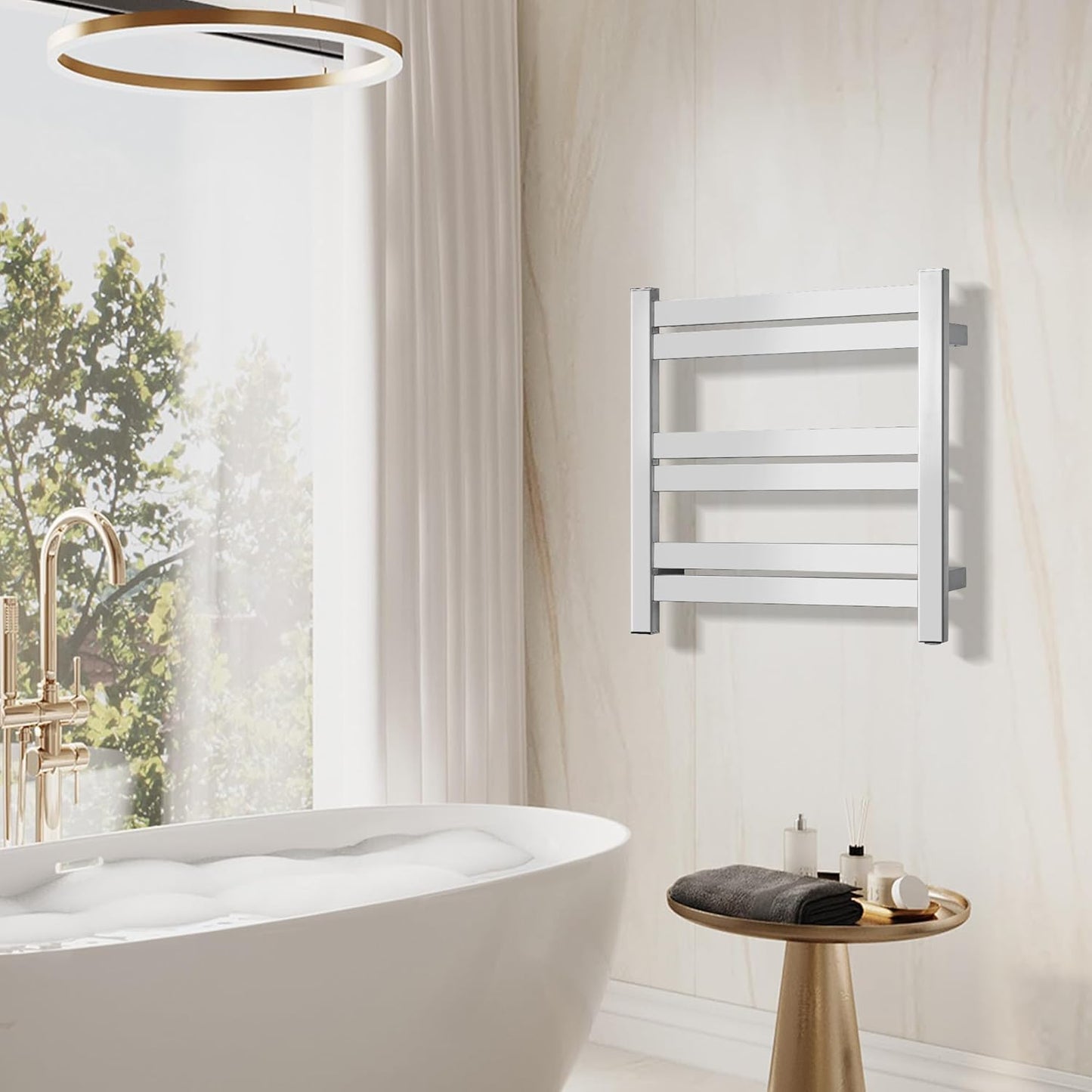 Electric Towel Warmer, Drying Towel Rack, Wall Mounted with Polished 6 Bars, 20.