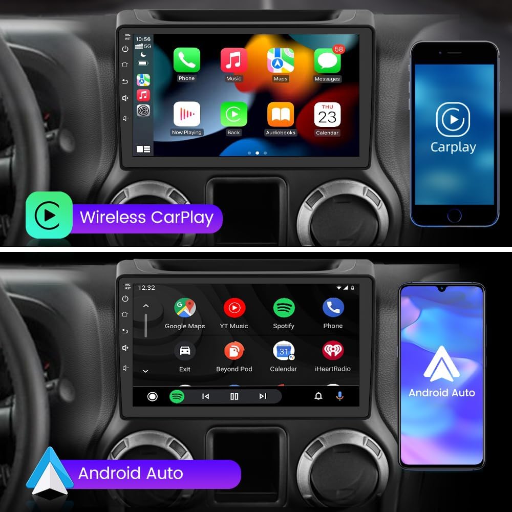 Android 13 [2GB+64GB] Car Radio Stereo Compatible for Jeep Wrangler JK Gand Cherokee Dodge Ram 1500 with Wireless CarP