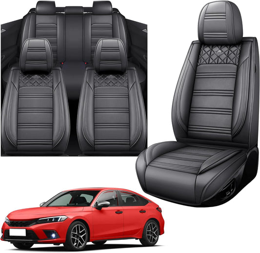 Car Seat Cover for Honda Civic 2000-2025, Leather Car Seat Covers Full Set, Breathable, Waterproof