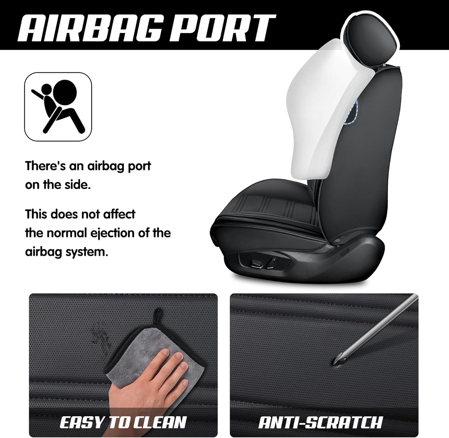 Car Seat Cover for Honda Civic 2000-2025, Leather Car Seat Covers Full Set, Breathable, Waterproof