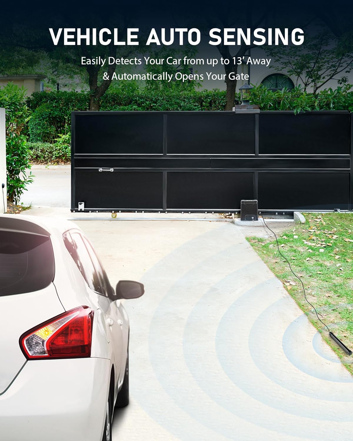 Vehicle Exit Sensor Kit, Wired Driveway Gate Exit Wand for Automatic Gate Opener 50 ft. Cable Range