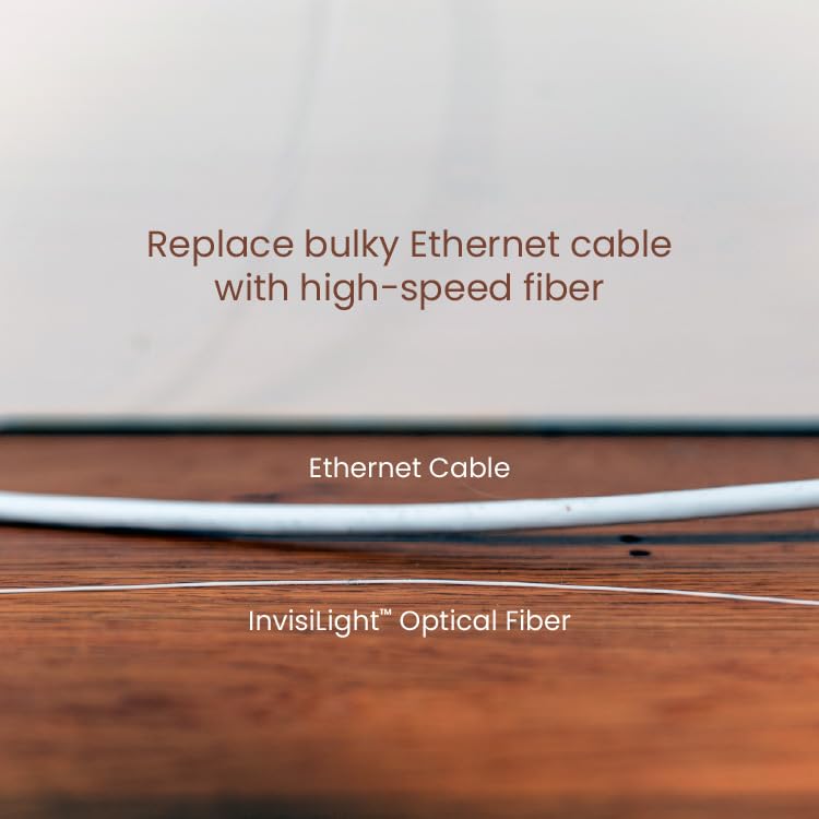 InvisiLight Home Fiber Kit Ultra-Thin Fiber Optic Internet Kit with Media Converters Wired Connection