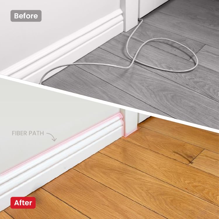 InvisiLight Home Fiber Kit Ultra-Thin Fiber Optic Internet Kit with Media Converters Wired Connection