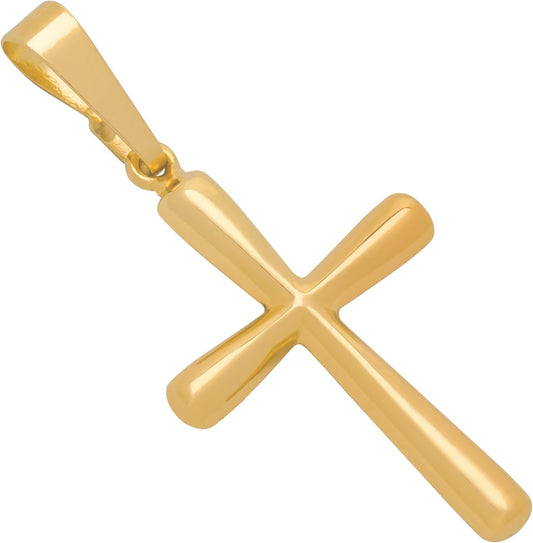14k Gold Cross Pendant, Hypoallergenic Gold Religious Charms for Men and Women, Handcrafted in the USA