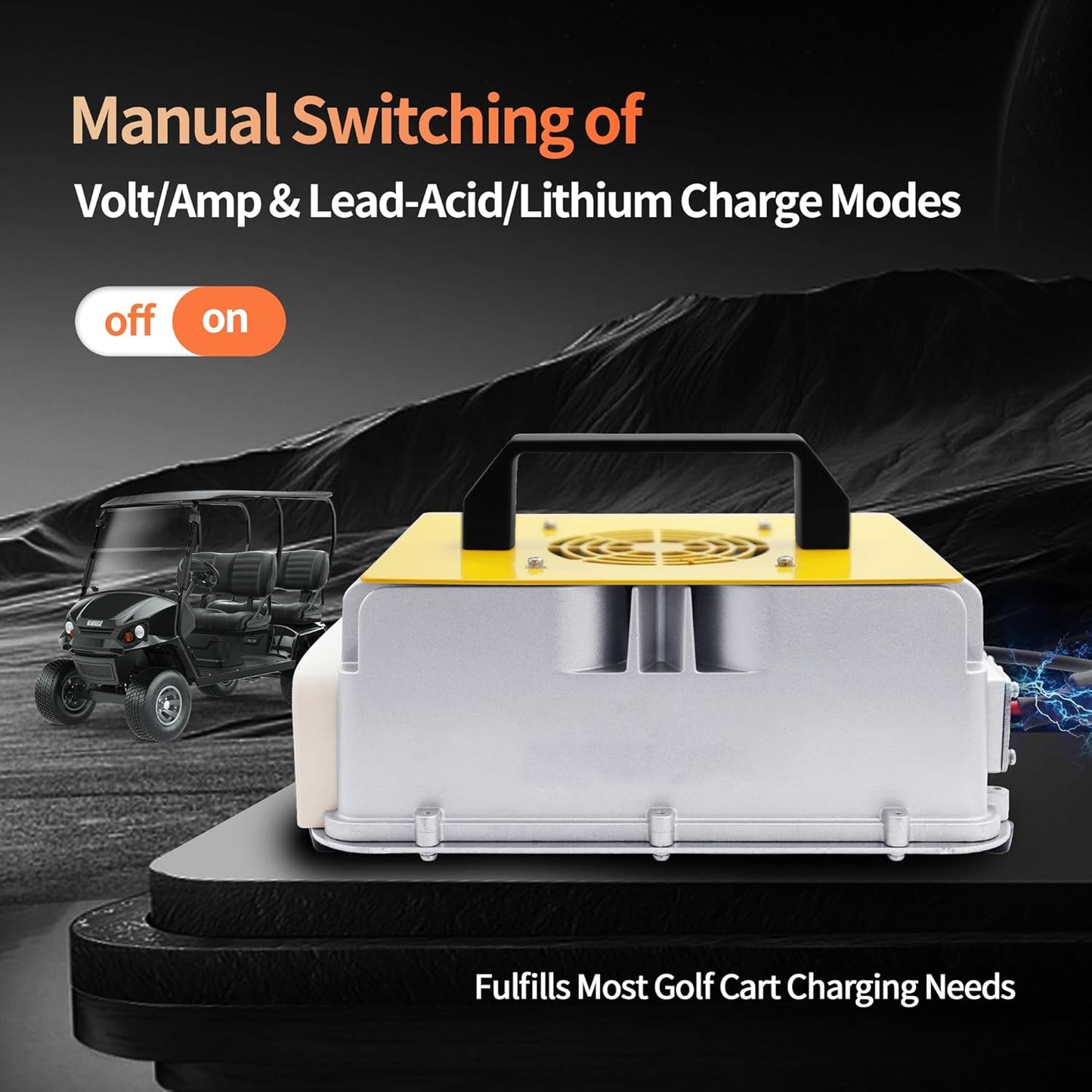 18 AMP 36 Volt Golf Cart Battery Charger for EZGO TXT with D Style Plug for Lead Acid Battery, Automatic Power-Off Protection