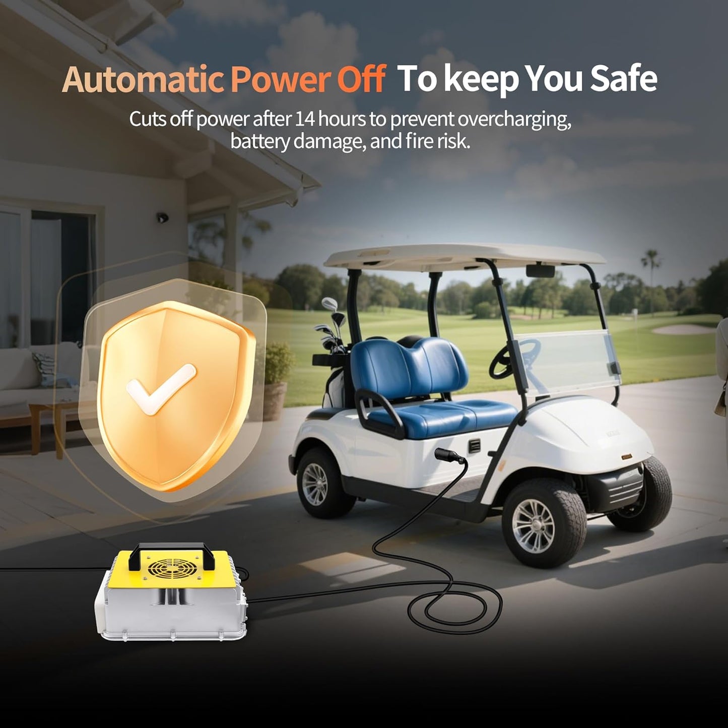 18 AMP 36 Volt Golf Cart Battery Charger for EZGO TXT with D Style Plug for Lead Acid Battery, Automatic Power-Off Protection