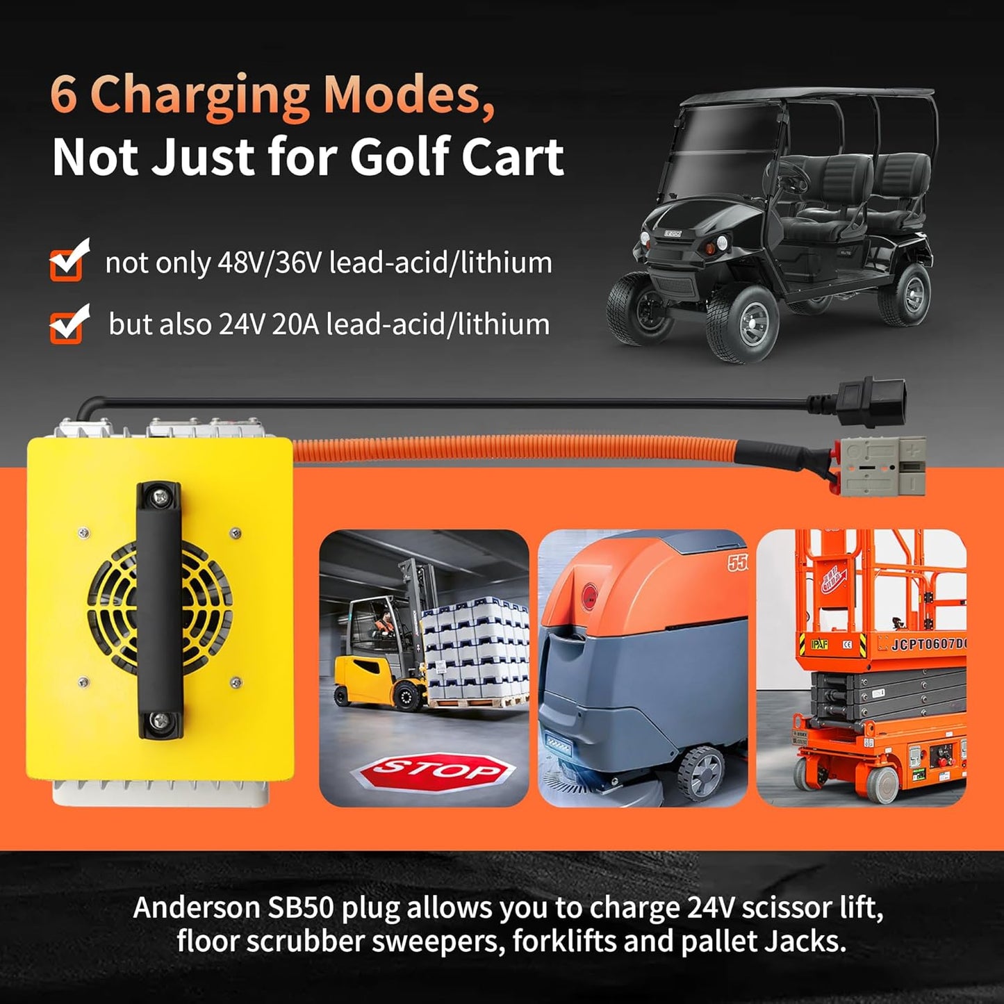 18 AMP 36 Volt Golf Cart Battery Charger for EZGO TXT with D Style Plug for Lead Acid Battery, Automatic Power-Off Protection