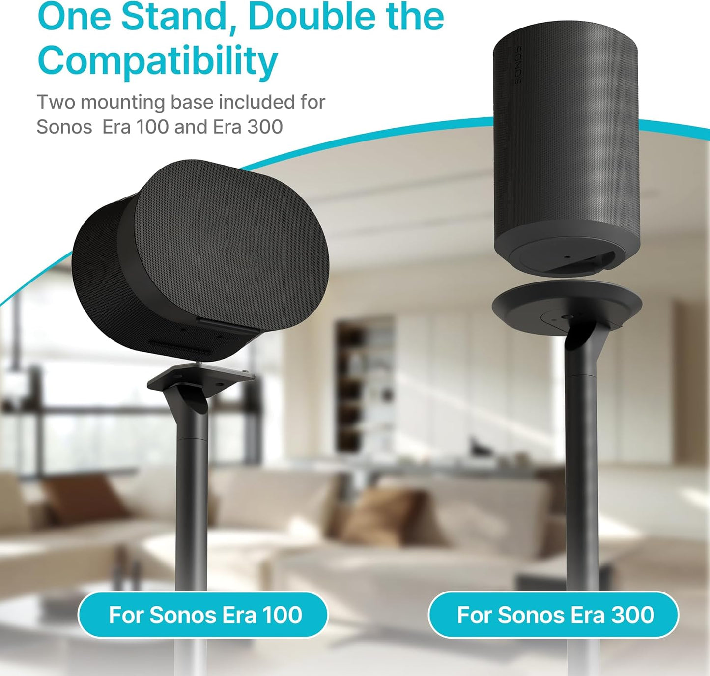 Pegzone Speaker Stands Pair Compatible with Sonos Era 100 and Era 300, 22 LBS Capacity, 28.1' Fixed Height