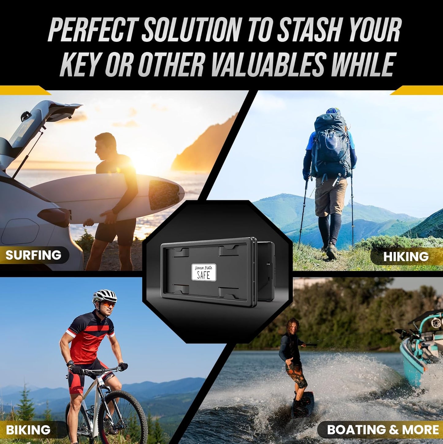License Plate Safe The Secret Stash Box for Your Vehicle Secure Key Storage Anti-Theft Frame Faraday Bag