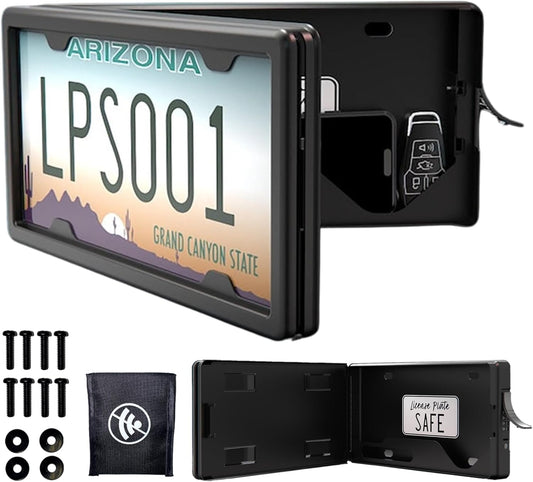 License Plate Safe The Secret Stash Box for Your Vehicle Secure Key Storage Anti-Theft Frame Faraday Bag
