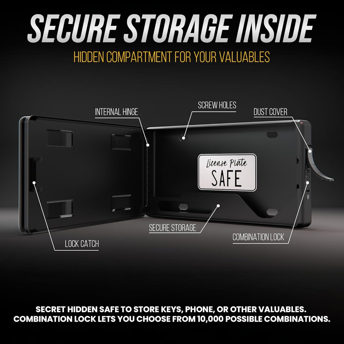 License Plate Safe The Secret Stash Box for Your Vehicle Secure Key Storage Anti-Theft Frame Faraday Bag