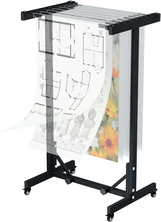 Mobile Blueprint Storage Rack, Adjustable and Portable Vertical Blueprint Holder and Organizer