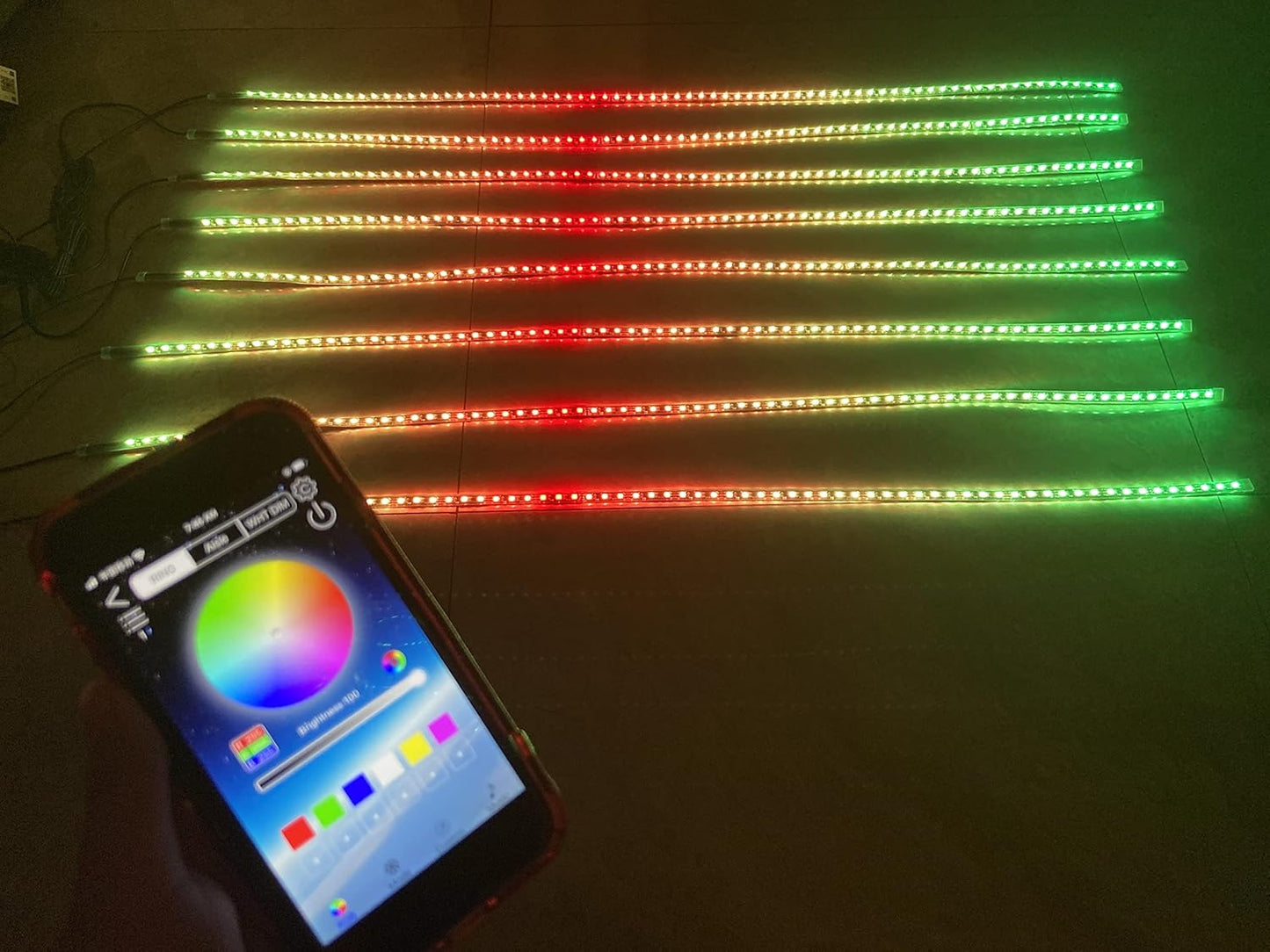 8PCS 2FT 60cm 24' Dream Color Chasing Light Strips Illuminated LED Strobe Flash Breathing Lights