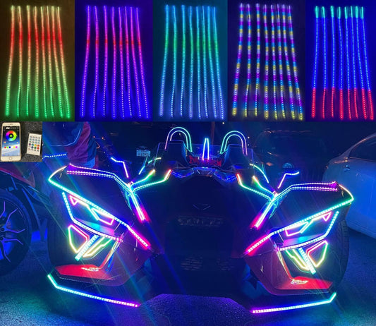 8PCS 2FT 60cm 24' Dream Color Chasing Light Strips Illuminated LED Strobe Flash Breathing Lights