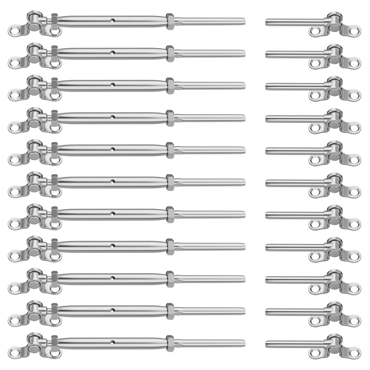 16 Pairs Stainless Steel Cable Railing Kit Fit 5/32" Wire Rope, Angle 180°Adjustable Swage Toggle Turnbuckle Tensioner and End Fitting, T316 Marine-Grade Cable Railing Hardware for Wood Post