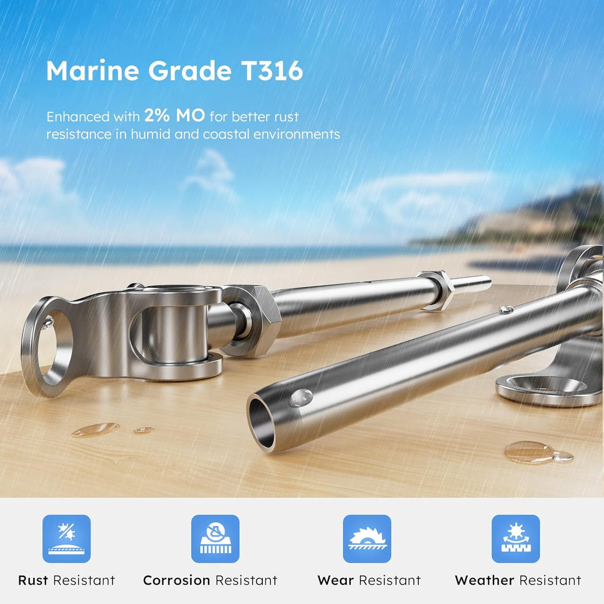 16 Pairs Stainless Steel Cable Railing Kit Fit 5/32" Wire Rope, Angle 180°Adjustable Swage Toggle Turnbuckle Tensioner and End Fitting, T316 Marine-Grade Cable Railing Hardware for Wood Post