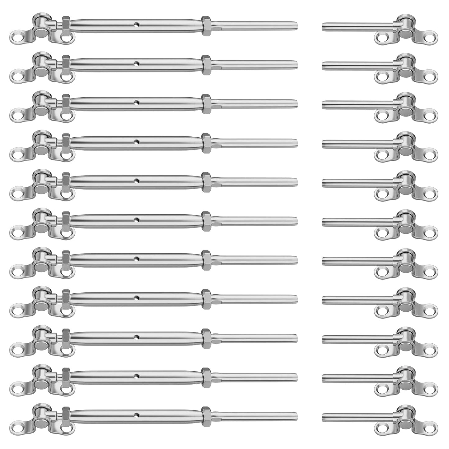 Stainless Steel Cable Railing Kit For 5/32' Wire Rope, 16 pairs Turnbuckle Tensioner, End Fittings (no wire included)