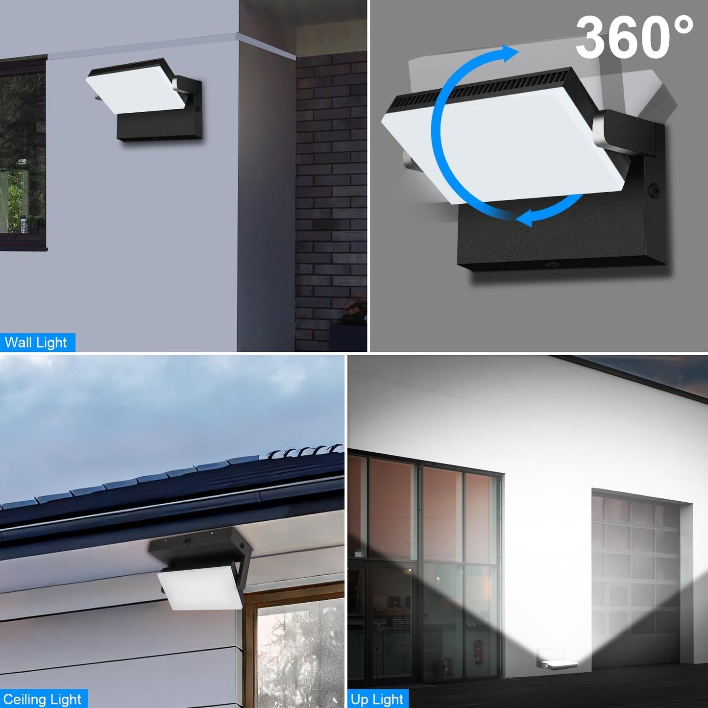 150W Outdoor LED Wall Pack, Full 360 Rotation Exterior Porch Light, 21000lm 5000k, Modern Security