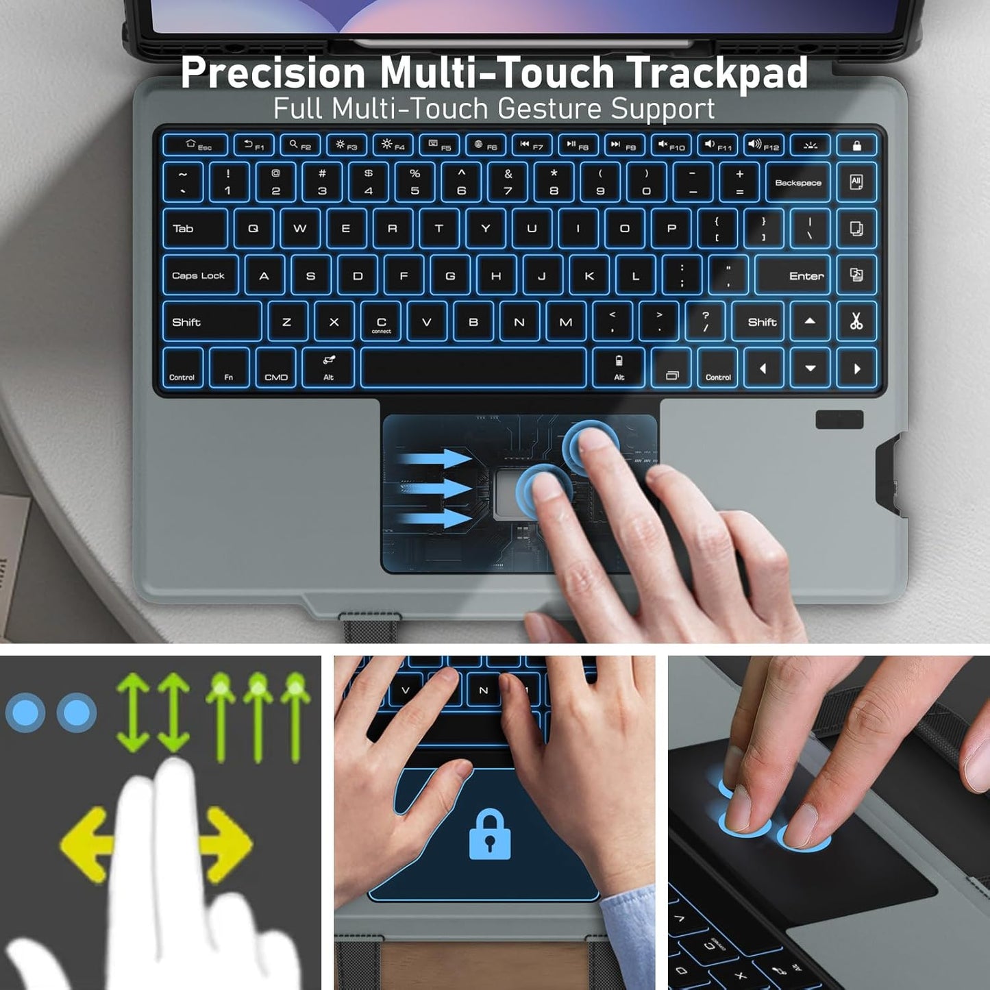 Nillkin for Samsung Galaxy Tab S9 Plus Detachable Keyboard Case with 7 Backlit, Kickstand, Trackpad, S Pen Holder, S9+ 5G (Backlit Ver
