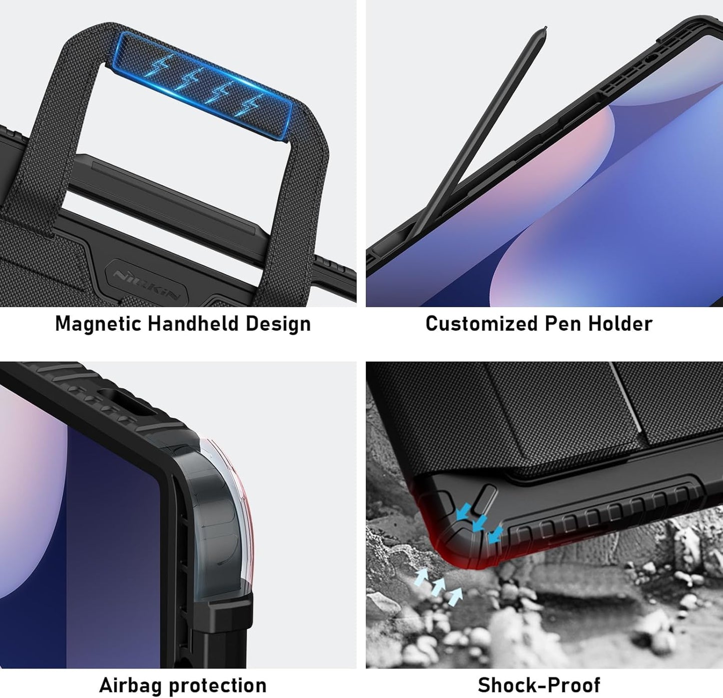 Nillkin for Samsung Galaxy Tab S9 Plus Detachable Keyboard Case with 7 Backlit, Kickstand, Trackpad, S Pen Holder, S9+ 5G (Backlit Ver