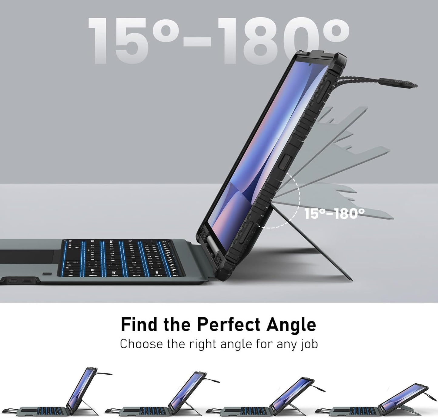 Nillkin for Samsung Galaxy Tab S9 Plus Detachable Keyboard Case with 7 Backlit, Kickstand, Trackpad, S Pen Holder, S9+ 5G (Backlit Ver