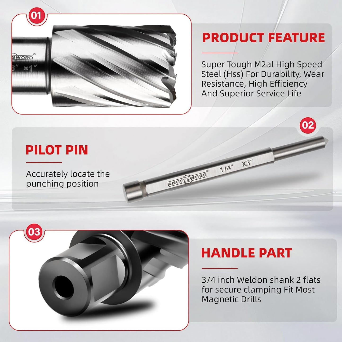 Annular Cutter Set 14 Pcs, High Speed Steel, Cutting Depth 1', Cutting Diameter 7/16' to 1-1/16'