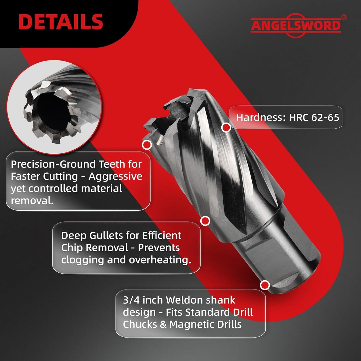 Annular Cutter Set 14 Pcs, High Speed Steel, Cutting Depth 1', Cutting Diameter 7/16' to 1-1/16'