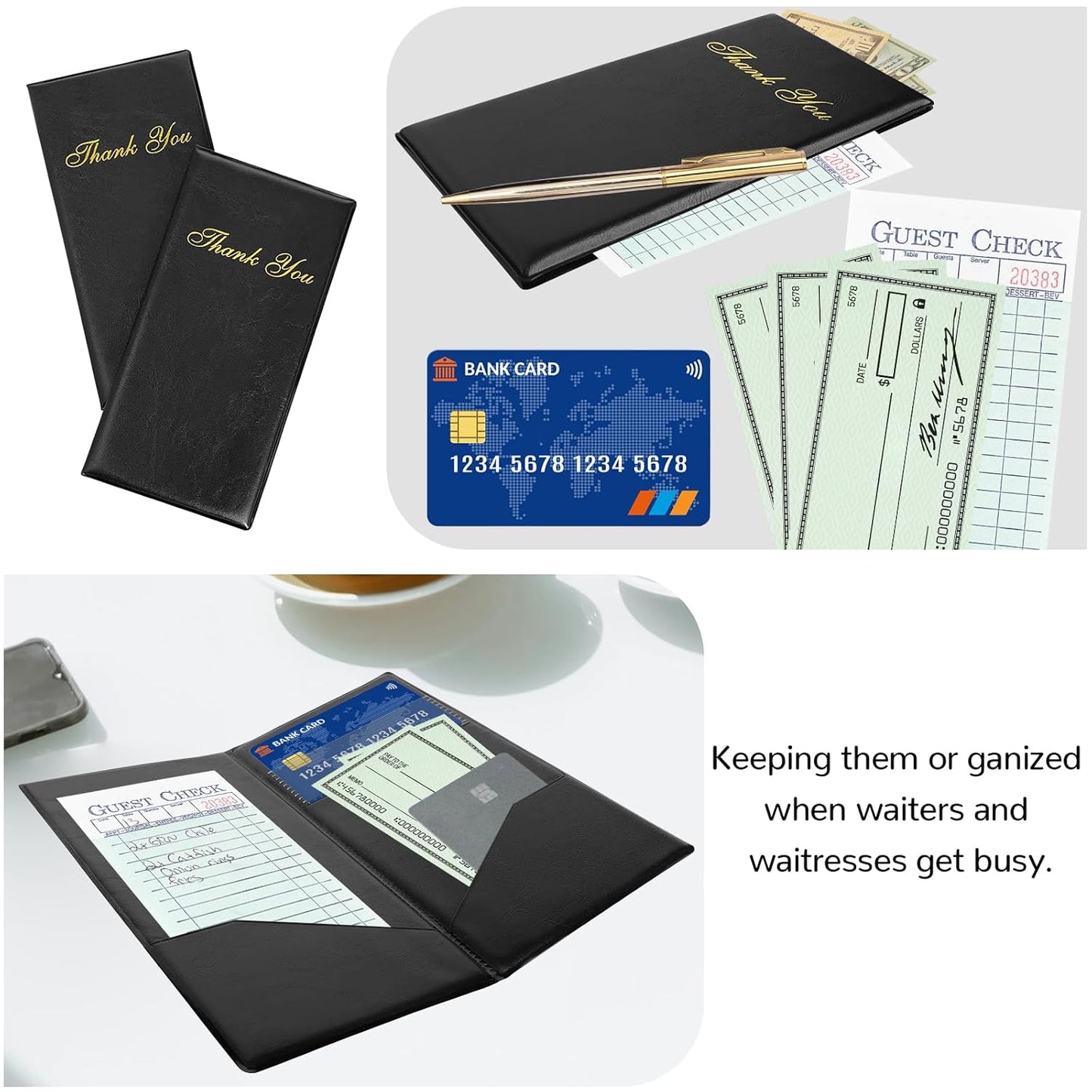 60 Pcs Check Presenters for Restaurants, 4 X 7.9 Inch Restaurant Check Presenters, Black