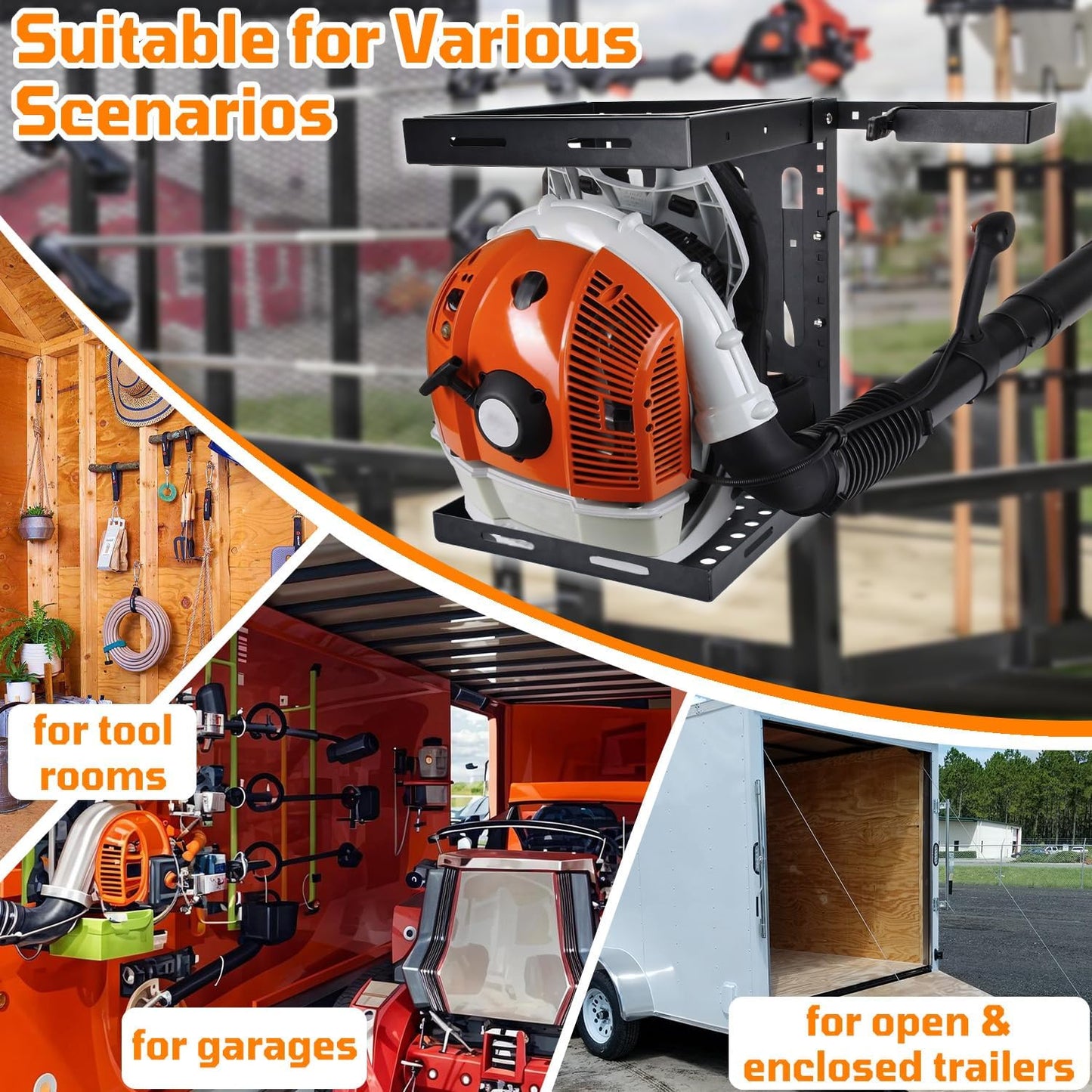 Backpack Blower Rack within 16, 15, 23 Inch Pad (Recommended for for Stihl BR600 BR700 BR450)