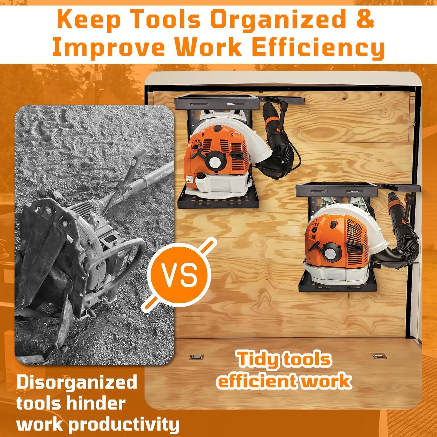 Backpack Blower Rack within 16, 15, 23 Inch Pad (Recommended for for Stihl BR600 BR700 BR450)