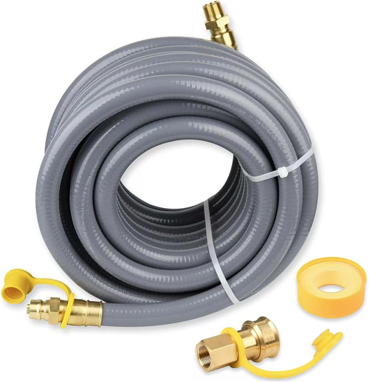 Lezbanz Natural Gas Hose for Generator 3/4 Inch with Quick Connect Fittings, Natural Gas Line 24FT