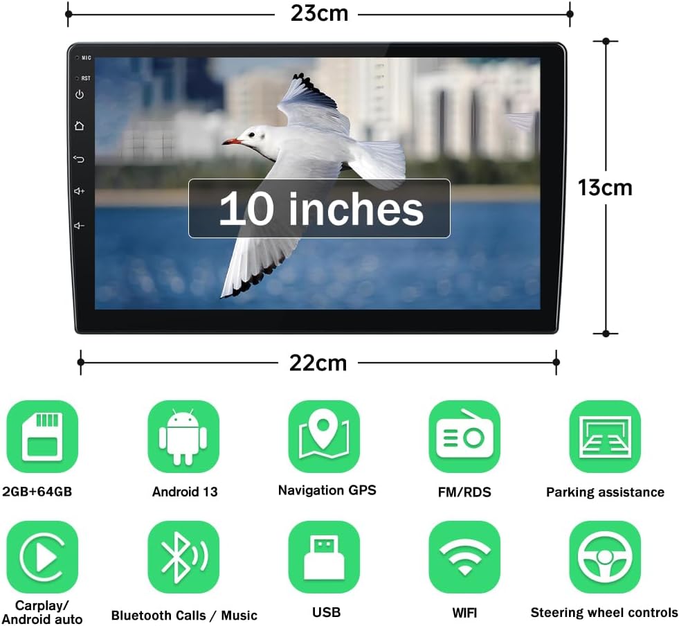 Car Radio Stereo for Jeep Wrangler JK Dodge RAM 1500 2500 3500 Compass Grand Cherokee,Android 13 with CarPlay/Android Auto 10 inch Screen FM AM WiFi,